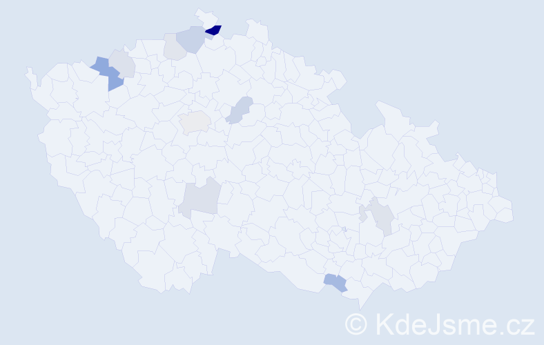 Příjmení: 'Šišulák', počet výskytů 21 v celé ČR