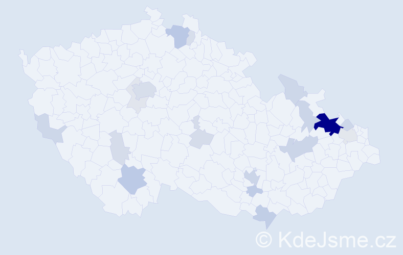 Příjmení: 'Vlašánková', počet výskytů 70 v celé ČR