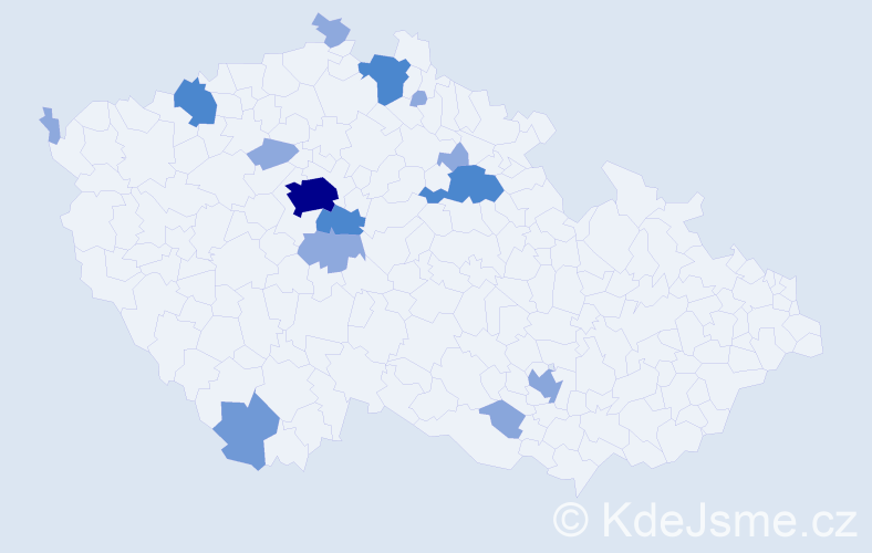 Příjmení: 'Kniha', počet výskytů 38 v celé ČR