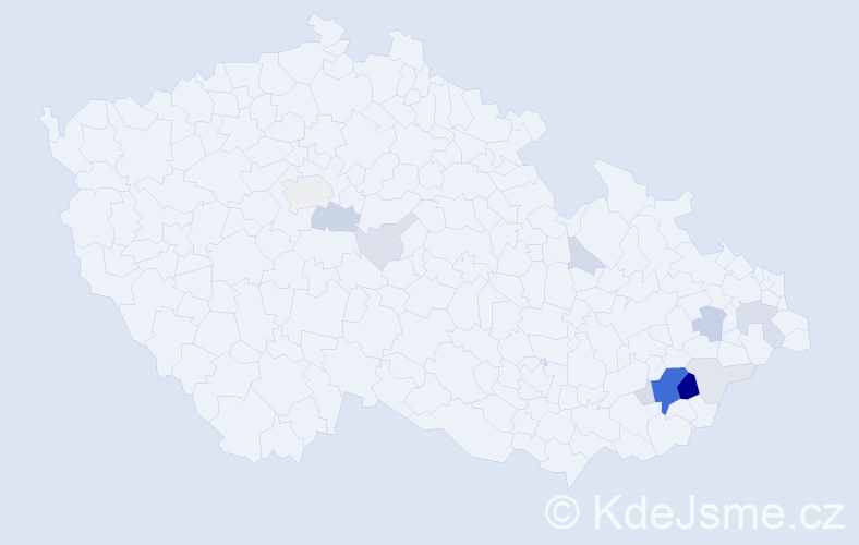 Příjmení: 'Mahďáková', počet výskytů 43 v celé ČR