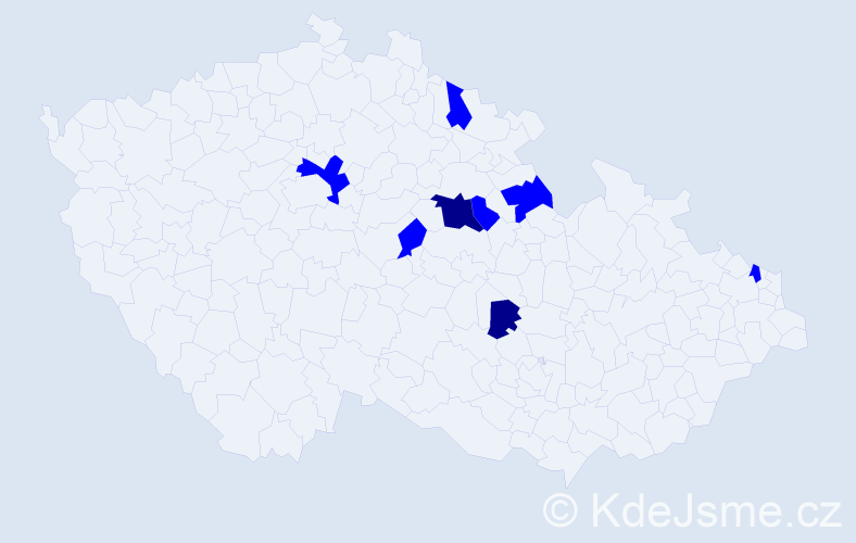 Příjmení: 'Dadíková', počet výskytů 10 v celé ČR