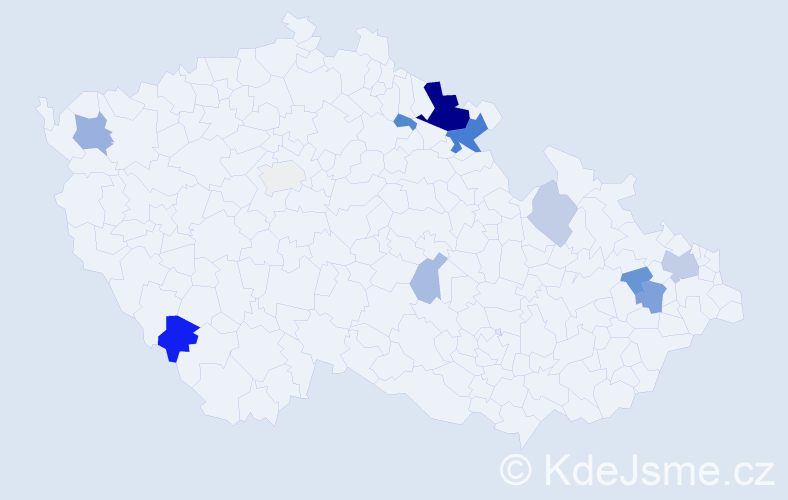 Příjmení: 'Romančáková', počet výskytů 29 v celé ČR