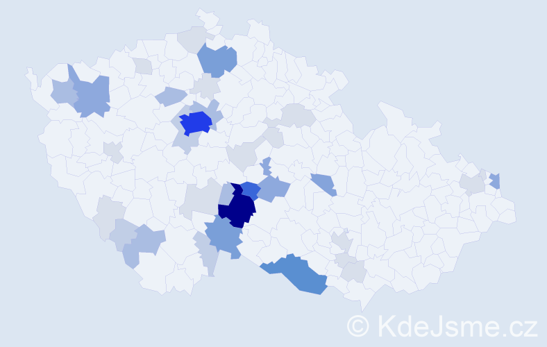 Příjmení: 'Dalíková', počet výskytů 120 v celé ČR