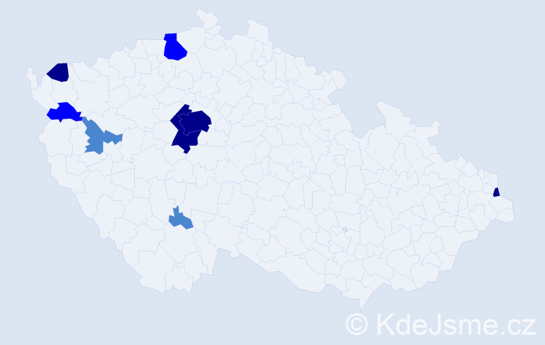 Příjmení: 'Šebešová', počet výskytů 18 v celé ČR