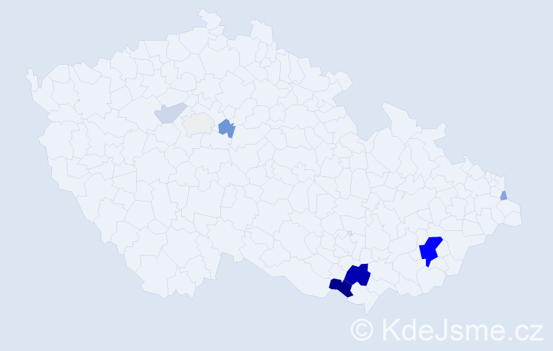 Příjmení: 'Pavelák', počet výskytů 22 v celé ČR