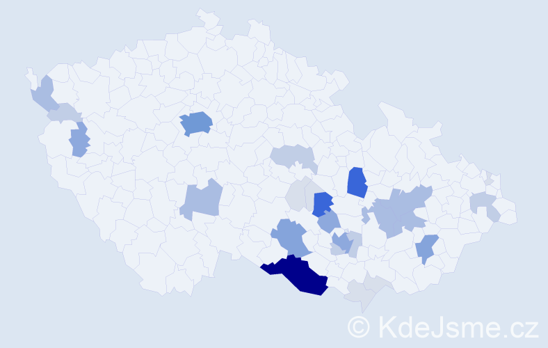 Příjmení: 'Fafílková', počet výskytů 102 v celé ČR