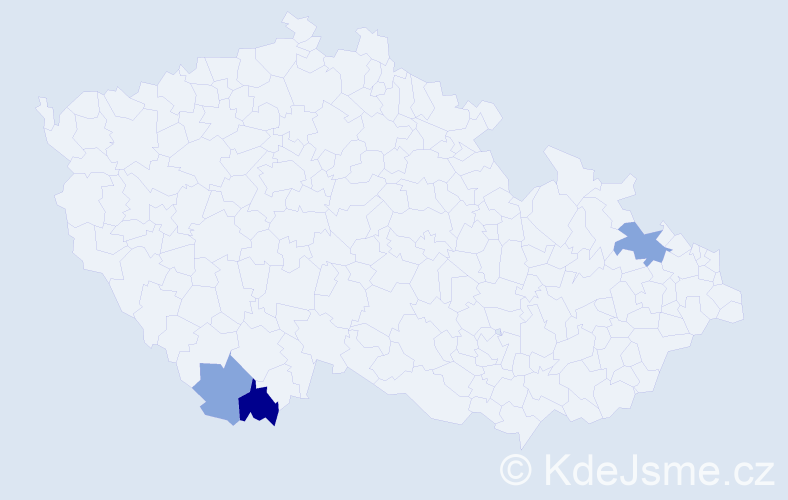 Příjmení: 'Paterek', počet výskytů 5 v celé ČR