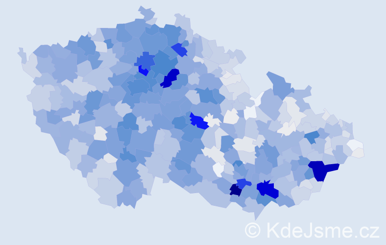 Příjmení: 'Šťastný', počet výskytů 6108 v celé ČR
