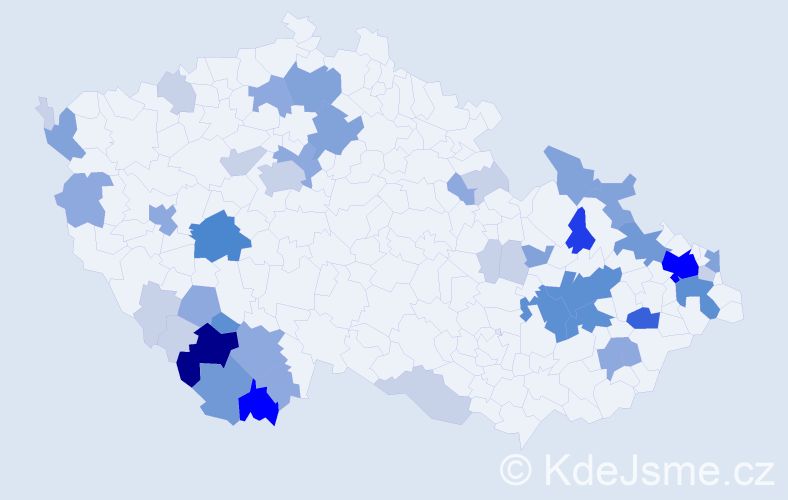 Příjmení: 'Čajanová', počet výskytů 136 v celé ČR