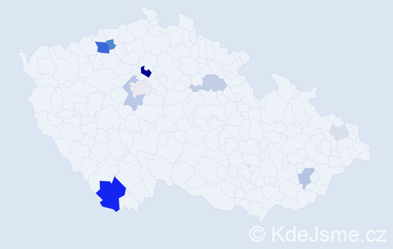 Příjmení: 'Grach', počet výskytů 16 v celé ČR