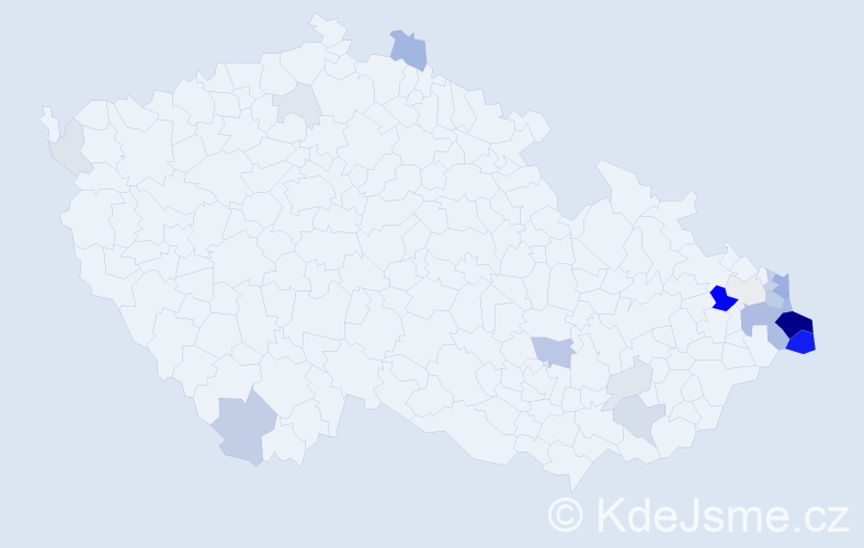 Příjmení: 'Madziová', počet výskytů 78 v celé ČR
