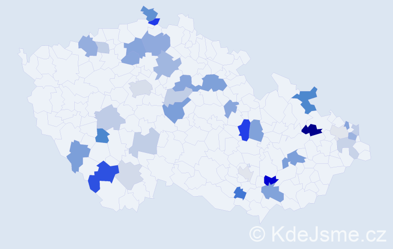 Příjmení: 'Čelková', počet výskytů 60 v celé ČR