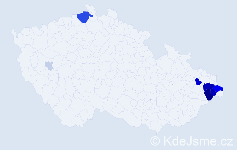 Příjmení: 'Kocinec', počet výskytů 20 v celé ČR