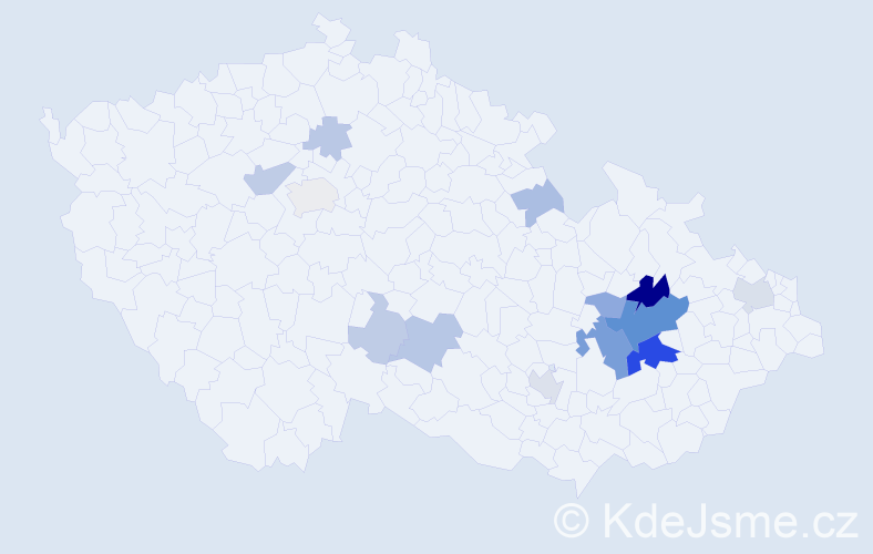 Příjmení: 'Oščádalová', počet výskytů 44 v celé ČR