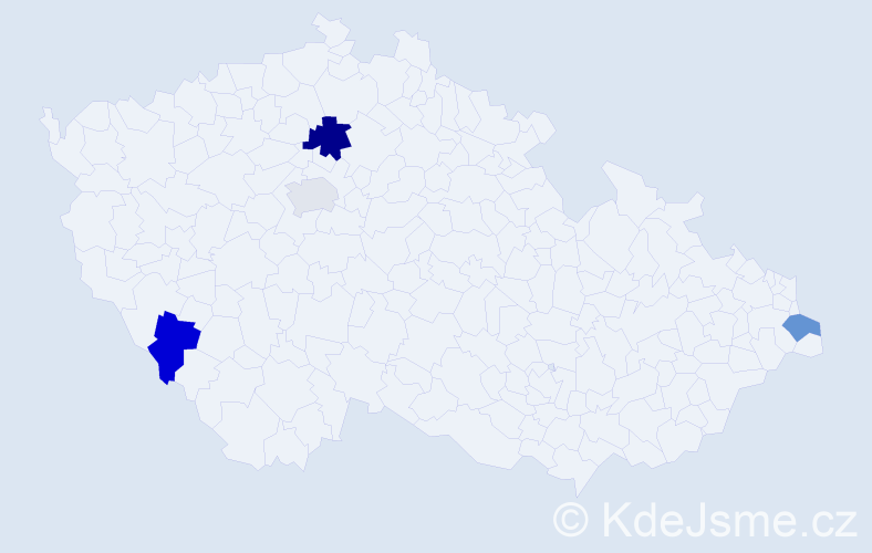 Příjmení: 'Regrutová', počet výskytů 5 v celé ČR