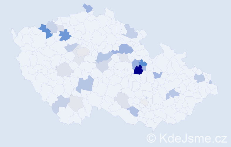 Příjmení: 'Síčová', počet výskytů 75 v celé ČR
