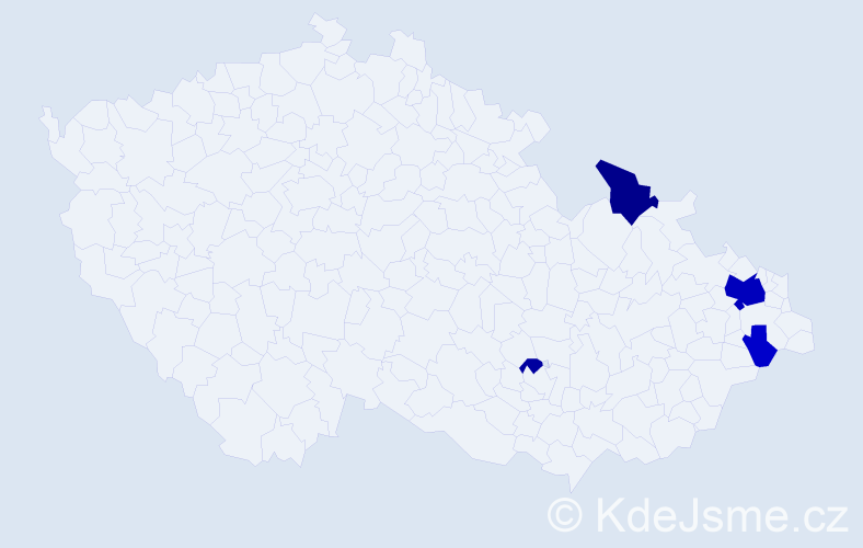 Příjmení: 'Vavrušáková', počet výskytů 13 v celé ČR