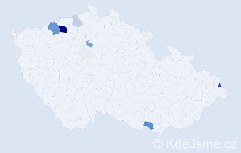 Příjmení: 'Miškaničová', počet výskytů 17 v celé ČR