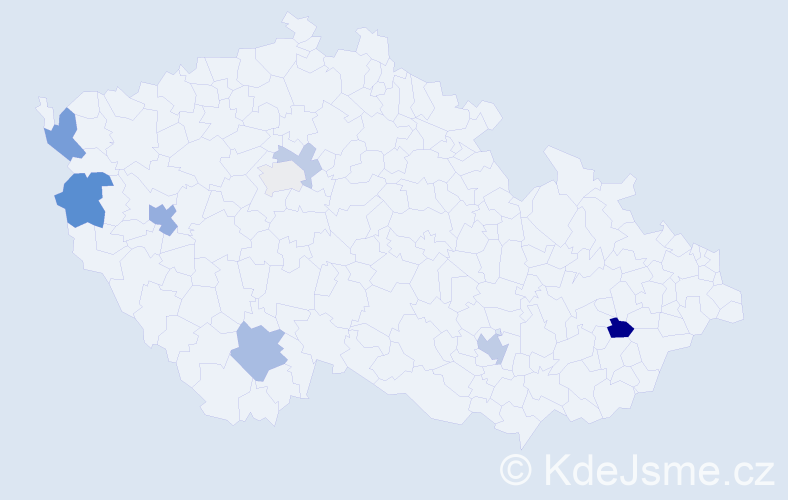 Příjmení: 'Durchan', počet výskytů 16 v celé ČR