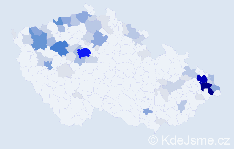 Příjmení: 'Pastor', počet výskytů 219 v celé ČR