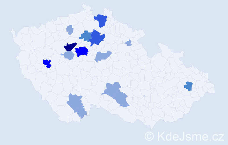 Příjmení: 'Šafár', počet výskytů 31 v celé ČR