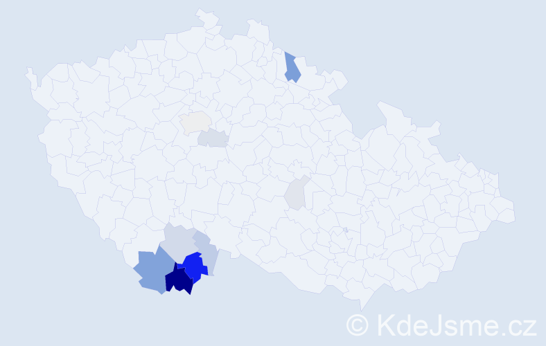 Příjmení: 'Fesl', počet výskytů 53 v celé ČR