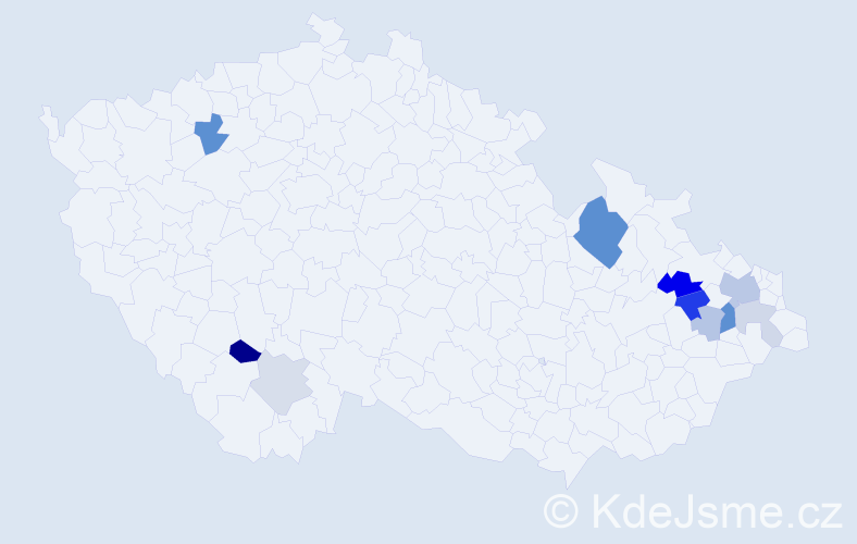 Příjmení: 'Uhráková', počet výskytů 23 v celé ČR