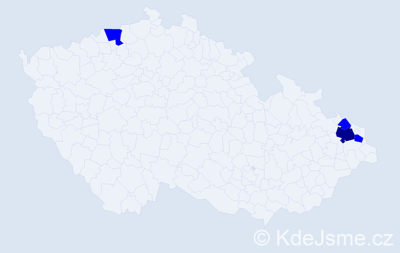 Příjmení: 'Canalová', počet výskytů 5 v celé ČR