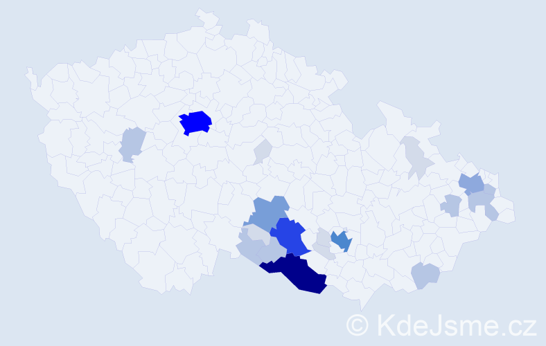 Příjmení: 'Radkovská', počet výskytů 76 v celé ČR
