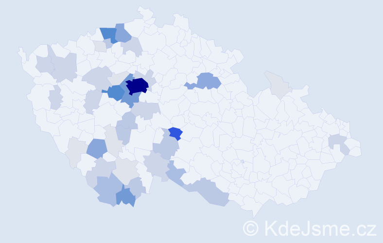 Příjmení: 'Krtek', počet výskytů 160 v celé ČR