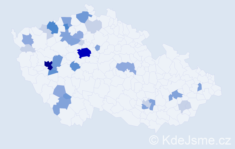 Příjmení: 'Dort', počet výskytů 96 v celé ČR