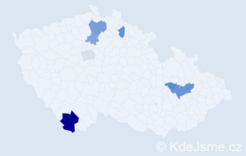 Příjmení: 'Borz', počet výskytů 16 v celé ČR