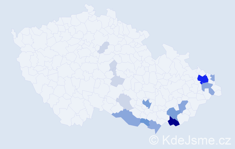 Příjmení: 'Šmahajová', počet výskytů 53 v celé ČR