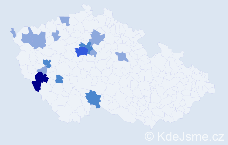 Příjmení: 'Šolová', počet výskytů 25 v celé ČR