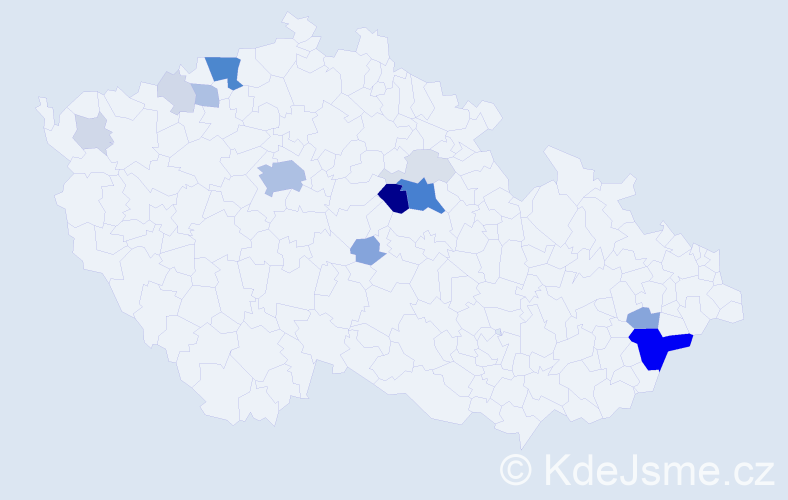 Příjmení: 'Gádžor', počet výskytů 62 v celé ČR