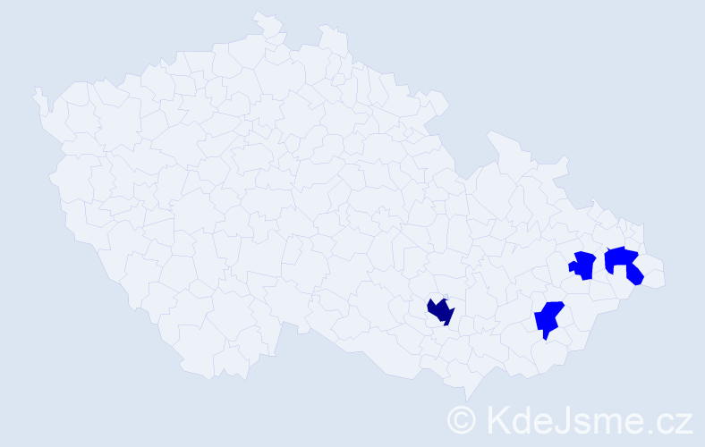 Příjmení: 'Černoevičová', počet výskytů 5 v celé ČR