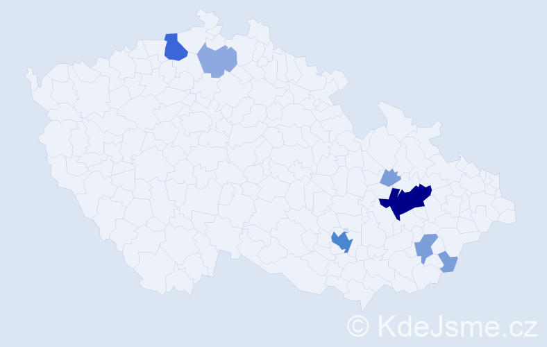 Příjmení: 'Čundrle', počet výskytů 21 v celé ČR