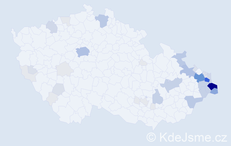 Příjmení: 'Bujoková', počet výskytů 171 v celé ČR