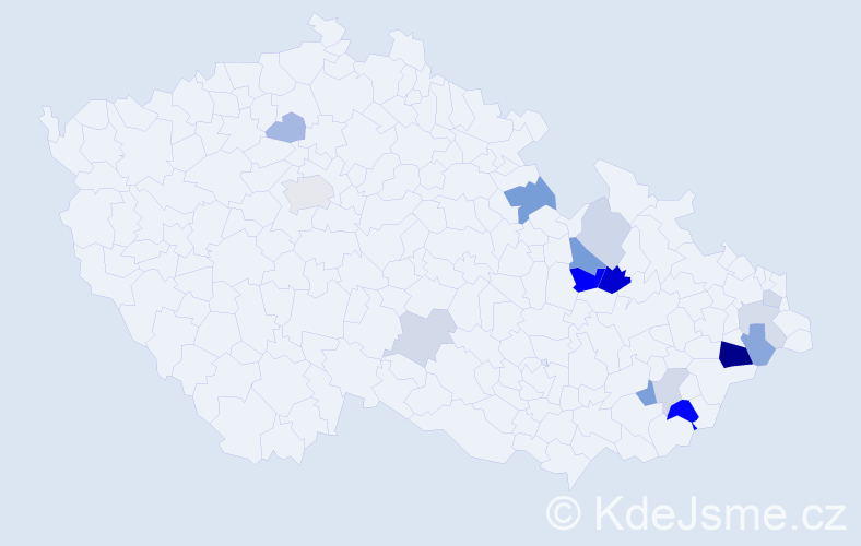 Příjmení: 'Manethová', počet výskytů 33 v celé ČR