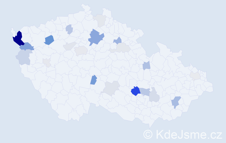 Příjmení: 'Dinga', počet výskytů 56 v celé ČR