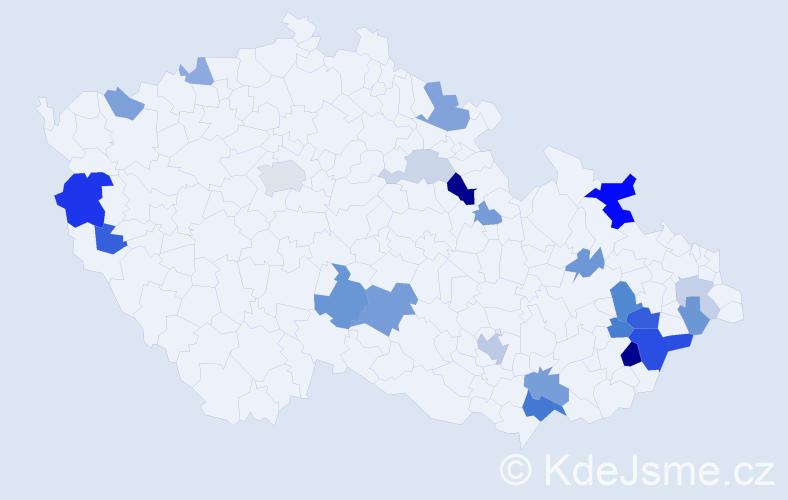 Příjmení: 'Batrlová', počet výskytů 50 v celé ČR
