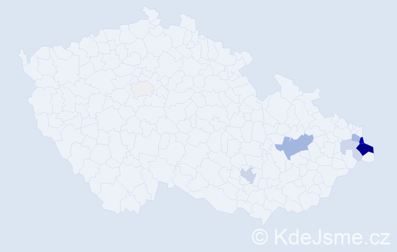 Příjmení: 'Krzyžánek', počet výskytů 23 v celé ČR