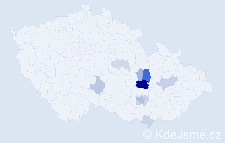 Příjmení: 'Vybral', počet výskytů 27 v celé ČR