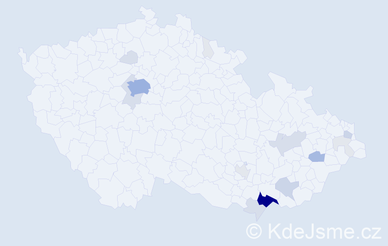 Příjmení: 'Bílík', počet výskytů 70 v celé ČR
