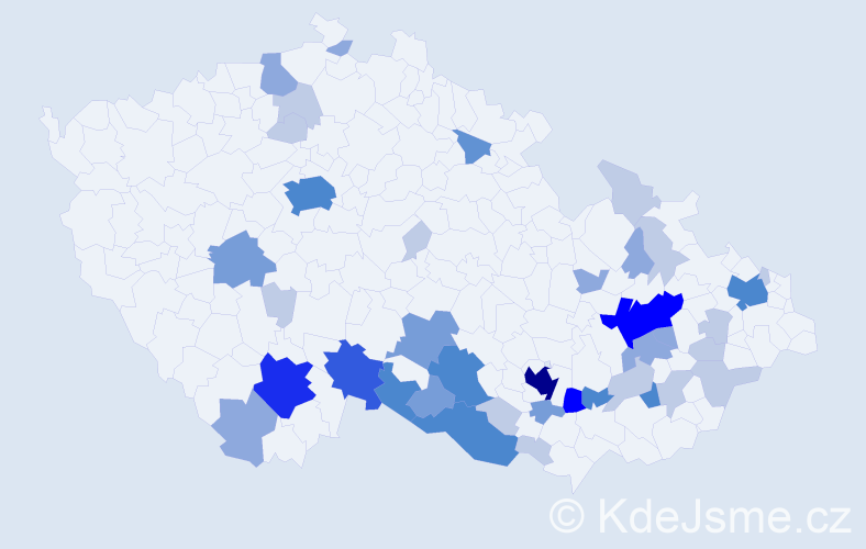 Příjmení: 'Seitlová', počet výskytů 118 v celé ČR