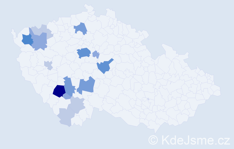 Příjmení: 'Vondrysová', počet výskytů 43 v celé ČR