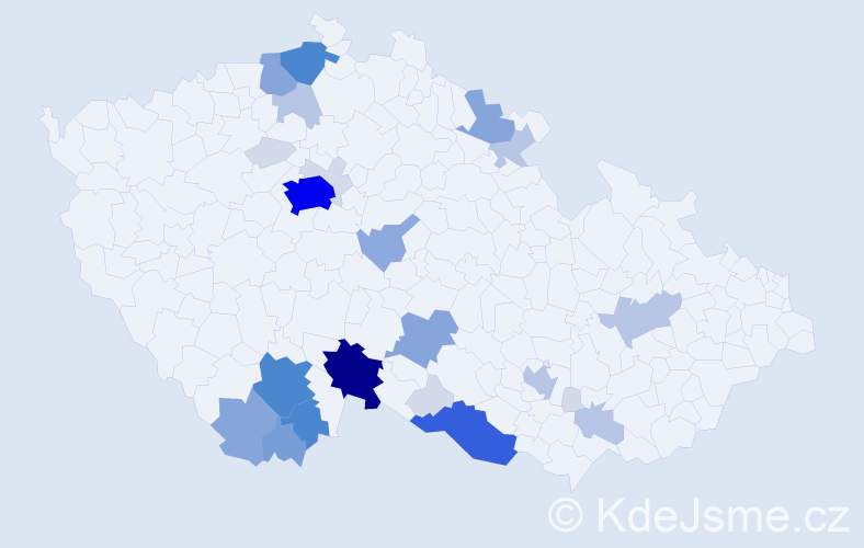 Příjmení: 'Kubák', počet výskytů 103 v celé ČR