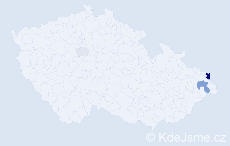 Příjmení: 'Bennet', počet výskytů 5 v celé ČR