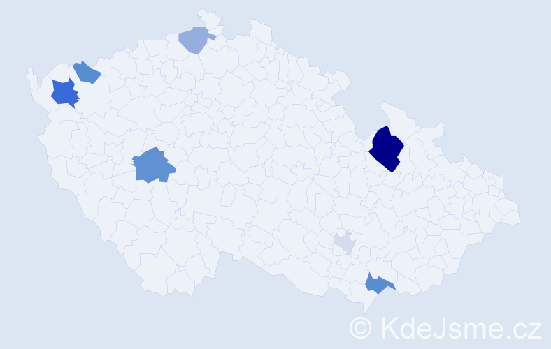 Příjmení: 'Kossová', počet výskytů 15 v celé ČR