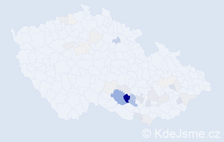 Příjmení: 'Kopuletý', počet výskytů 154 v celé ČR